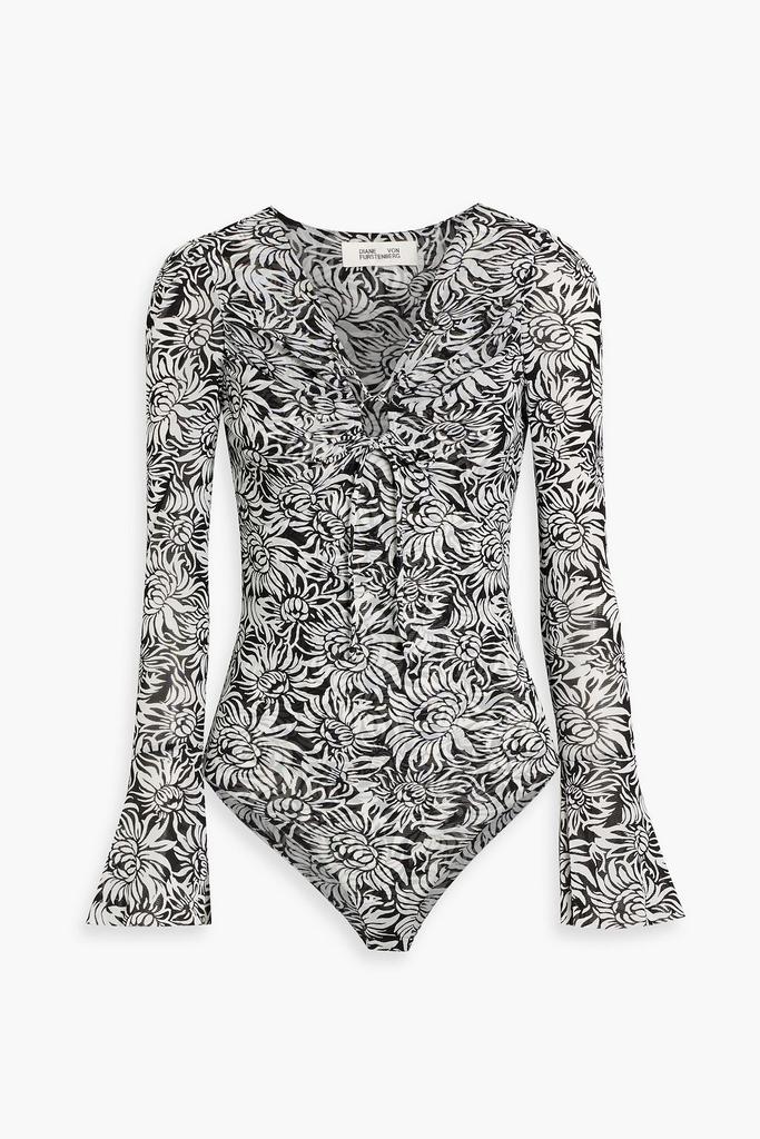 Diane von Furstenberg Lyric floral-print stretch-mesh bodysuit