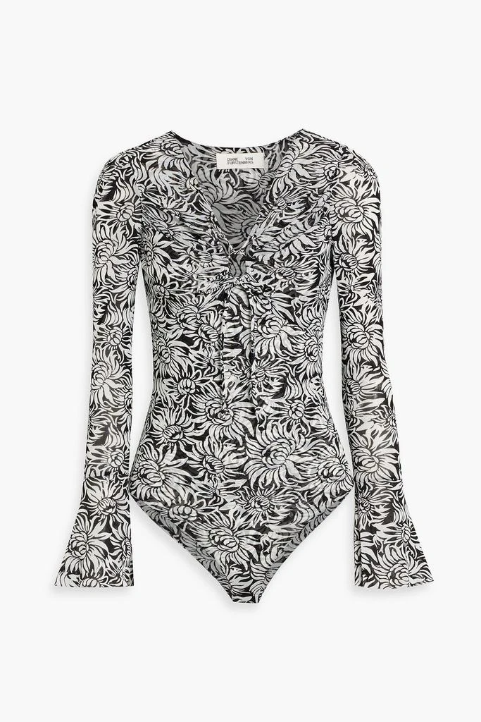 DIANE VON FURSTENBERG Lyric floral-print stretch-mesh bodysuit 1