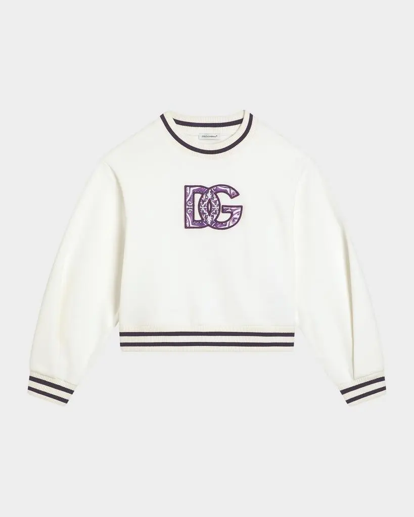 Dolce & Gabbana Girl's Logo-Print Maiolica Sweatshirt, Size 4-6