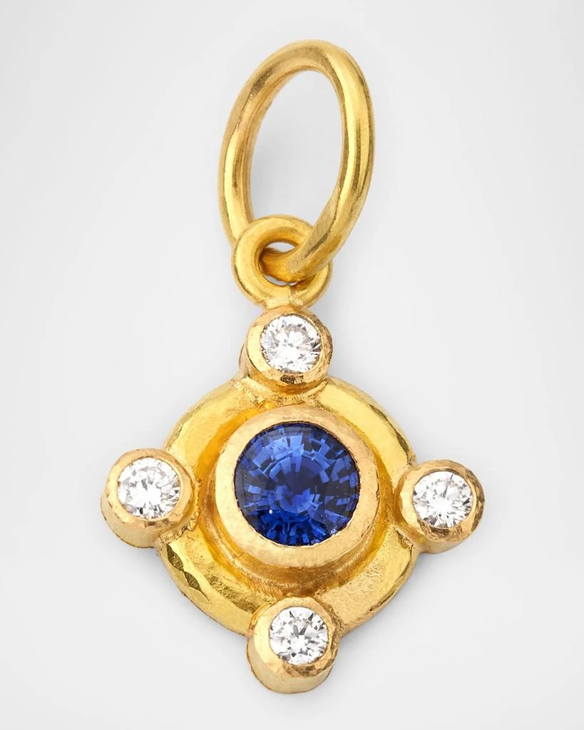 Elizabeth Locke 19K Small Round Blue Sapphire and Diamond Pendant 1