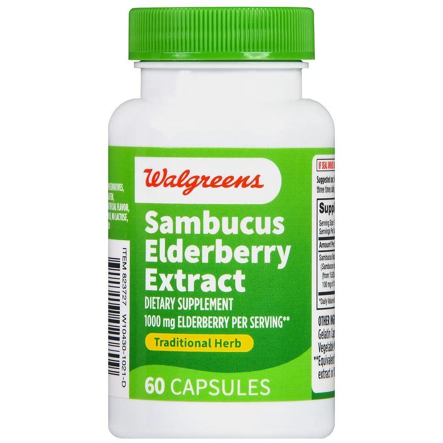 Walgreens Sambucus Elderberry Extract 1000 mg Capsules (60 days) 2