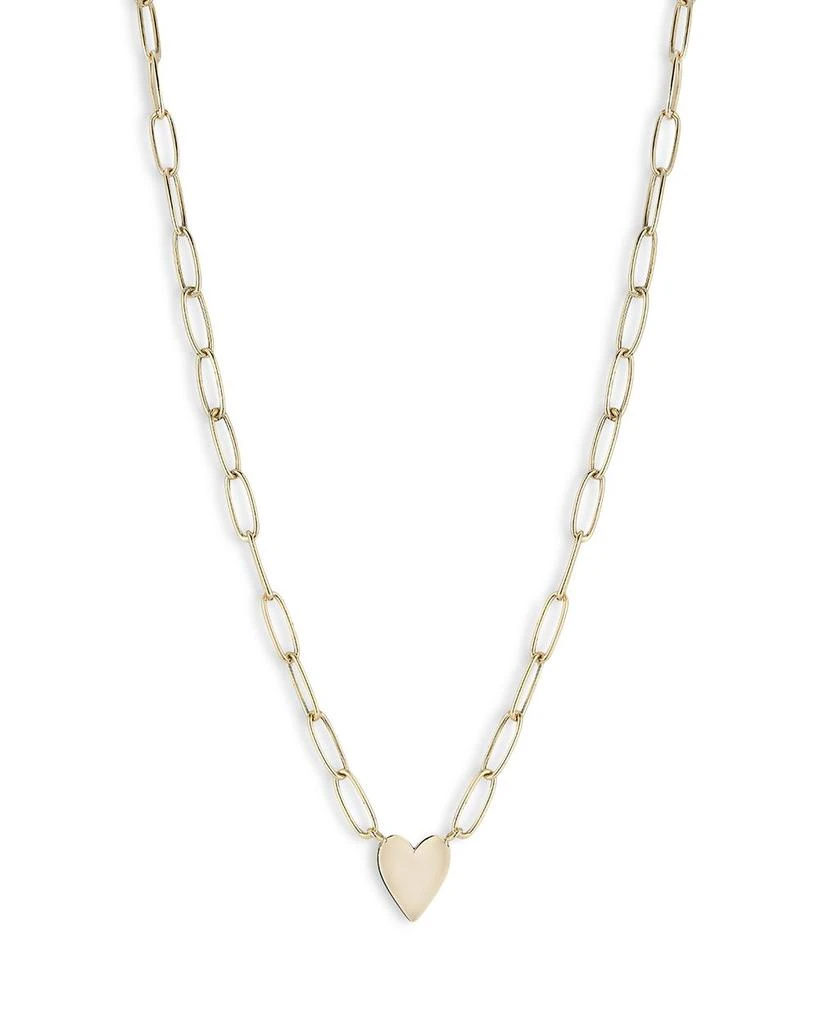 Moon & Meadow 14K Yellow Gold Paperclip Chain Heart Pendant Necklace, 18" 1