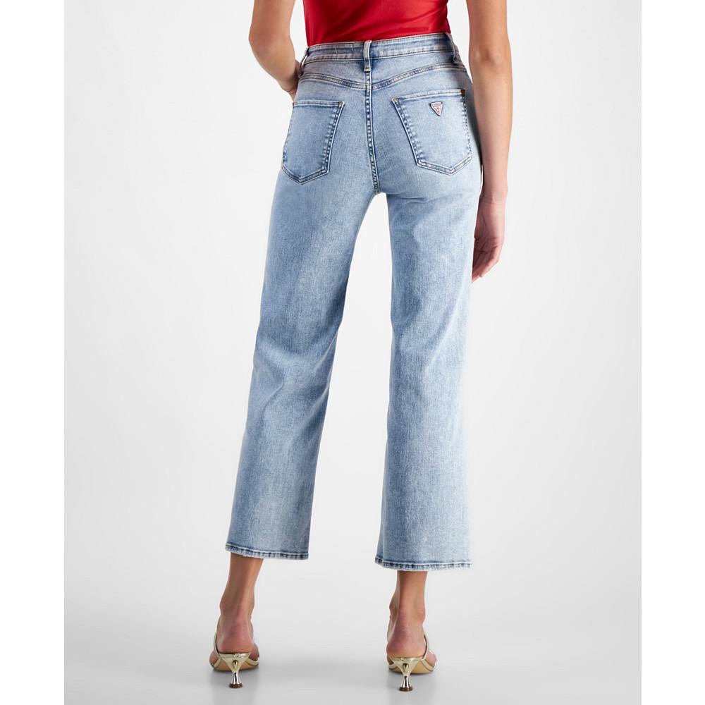 GUESS Women's High Rise Wide Leg Ankle Jeans