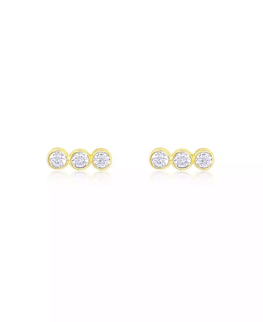 Etoielle Yellow Gold Tone Bezel Bar Stick Studs