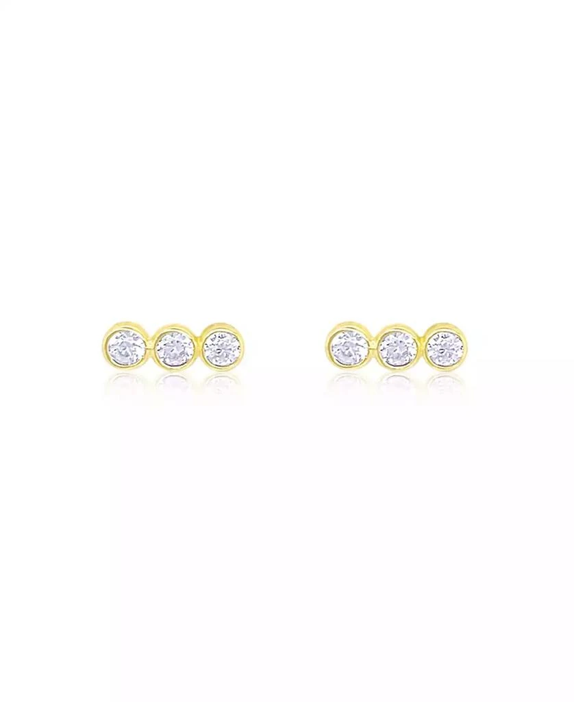 Etoielle Yellow Gold Tone Bezel Bar Stick Studs 1