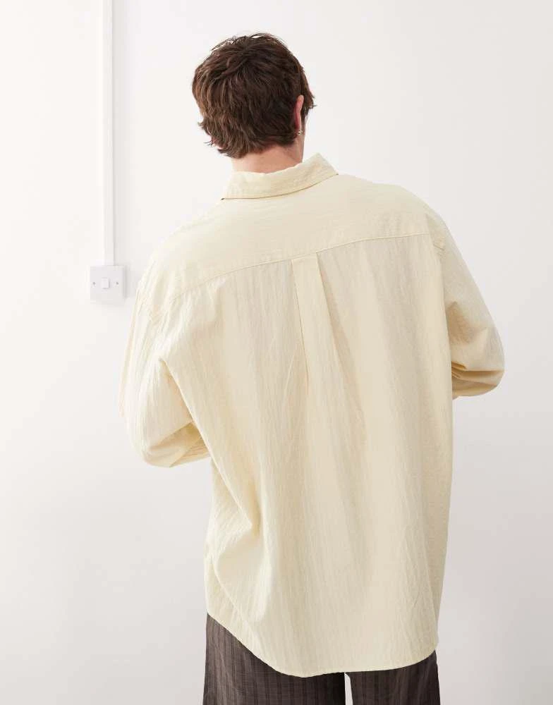 Weekday Weekday long sleeve seersucker shirt in light yellow 3