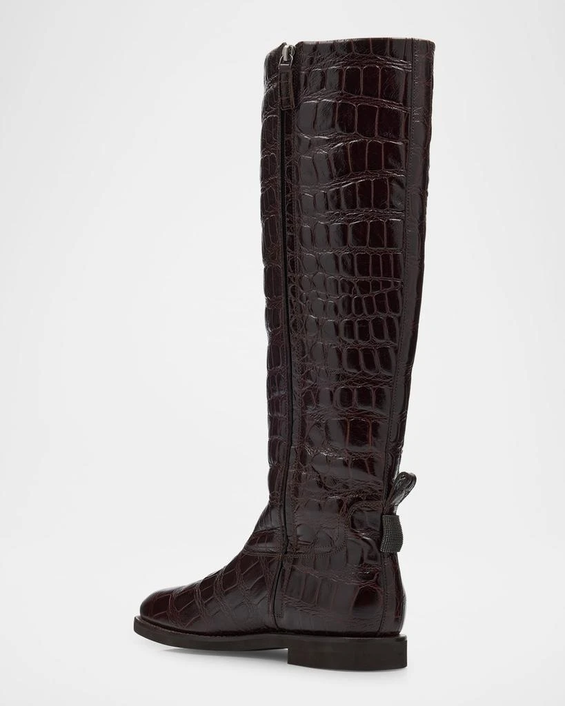 Brunello Cucinelli Croco Embossed Leather Knee Boots 4