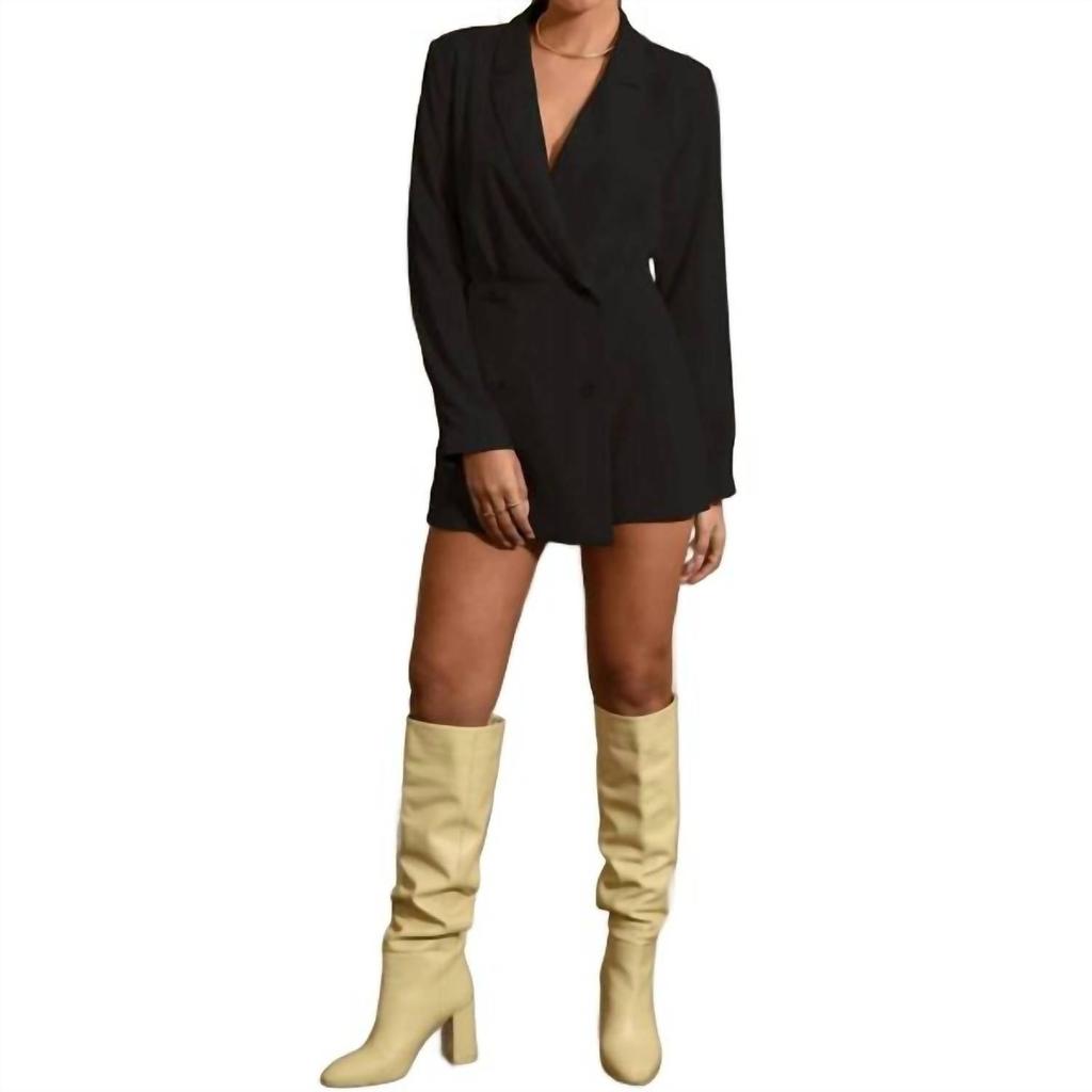 Adelyn Rae Adele Soft Blazer Romper In Black