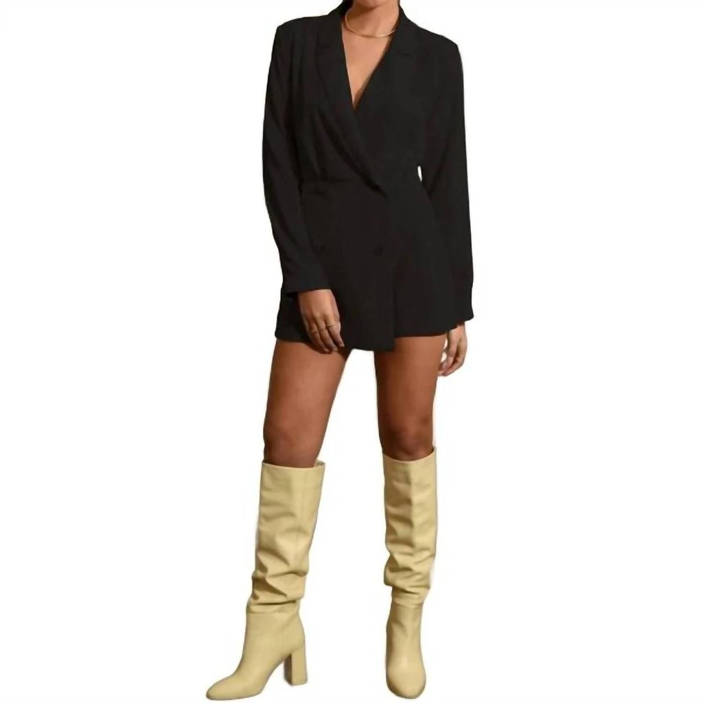 Adelyn Rae Adele Soft Blazer Romper In Black 2