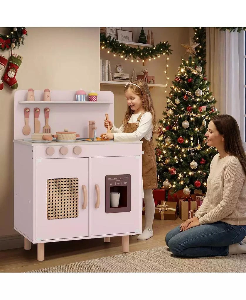 Mecale Wooden Pretend Kitchen Playset with Realistic Ice Maker, Fun Interactive Toy 3