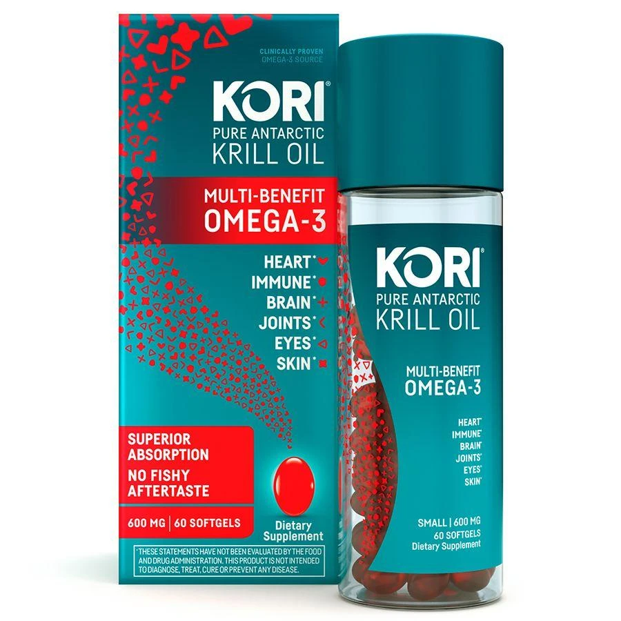 Kori Pure Antarctic Krill Oil Multi-Benefit Omega-3 600mg Softgels 3