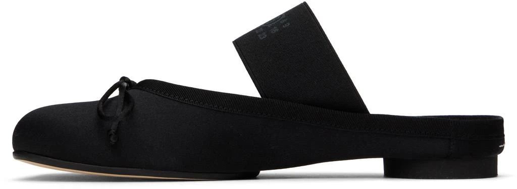 MM6 Black Satin Anatomic Logo Ballerina Slippers 3
