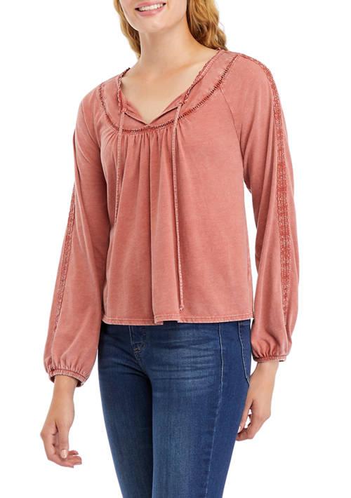 TRUE CRAFT Craft Crochet Inset Peasant Top