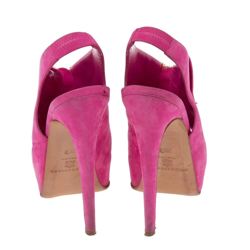 Brian Atwood Brian Atwood Pink Nubuck Leather  Peep Toe Slingback Platform Sandals Size 38 5