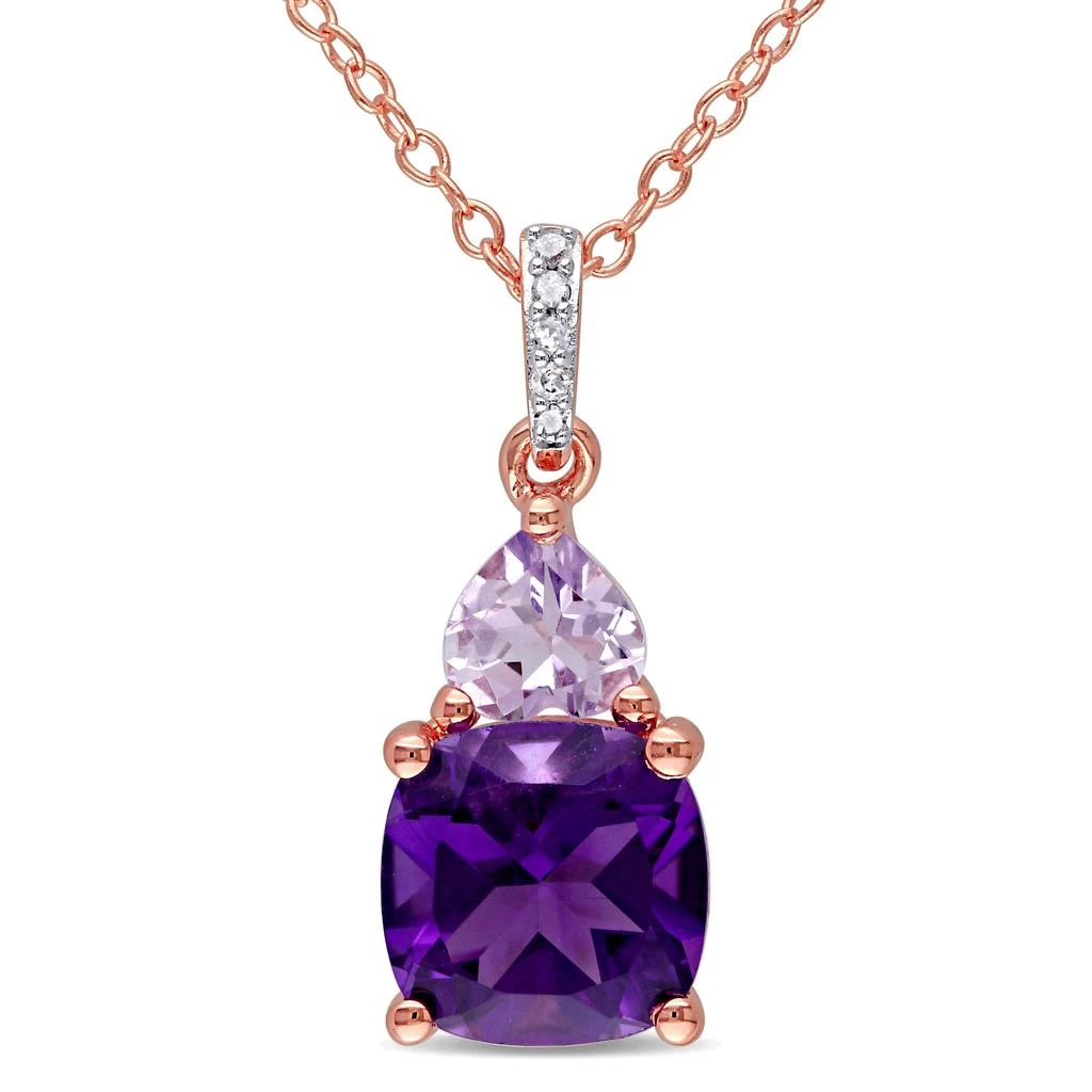 Mimi & Max 2 1/7ct TGW African Amethyst Rose de France and Diamond Accent Heart Necklace in Rose Silver 1