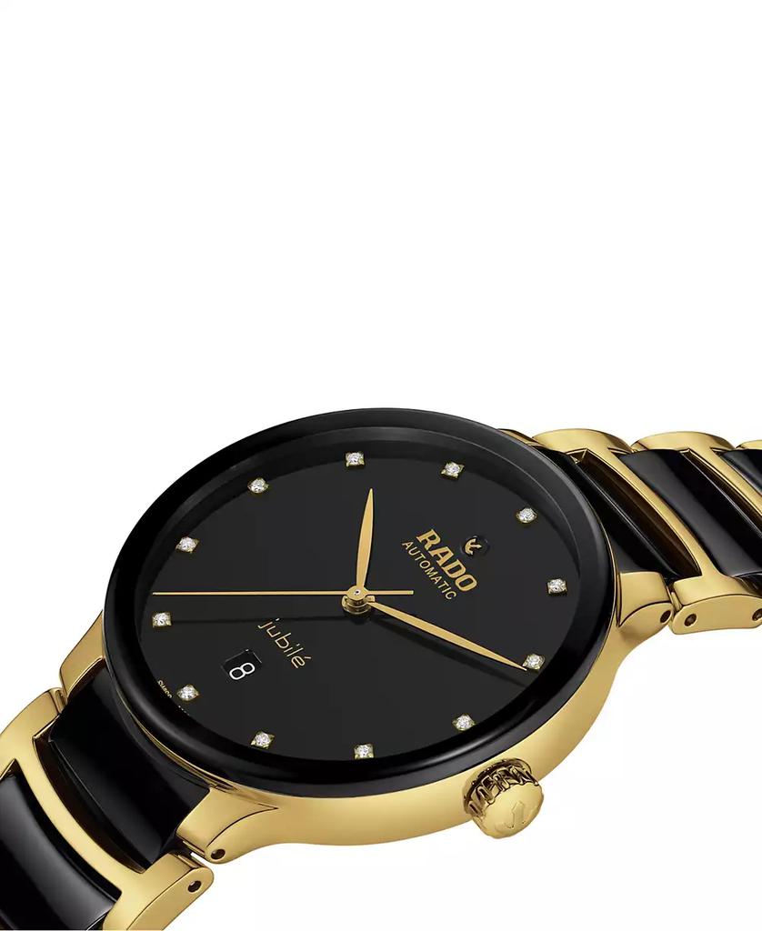 Rado Unisex Swiss Automatic Centrix Diamond (1/10 ct. t.w.) Black Ceramic & Gold PVD Stainless Steel Bracelet Watch 40mm