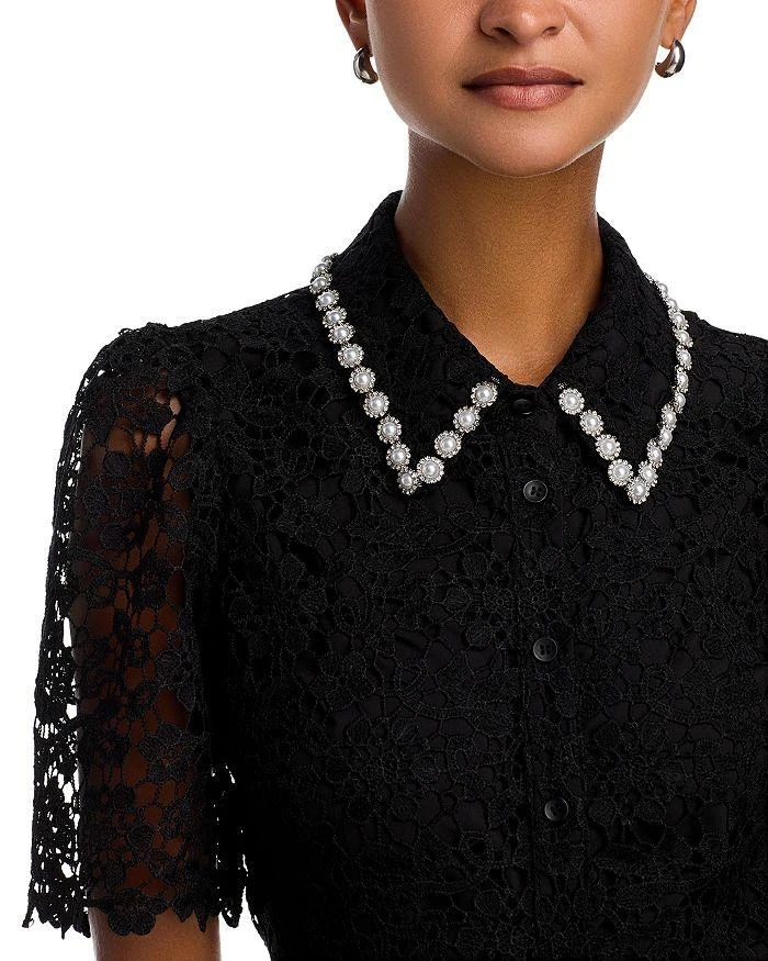 AQUA Embellished Collar Lace Top - Exclusive 4