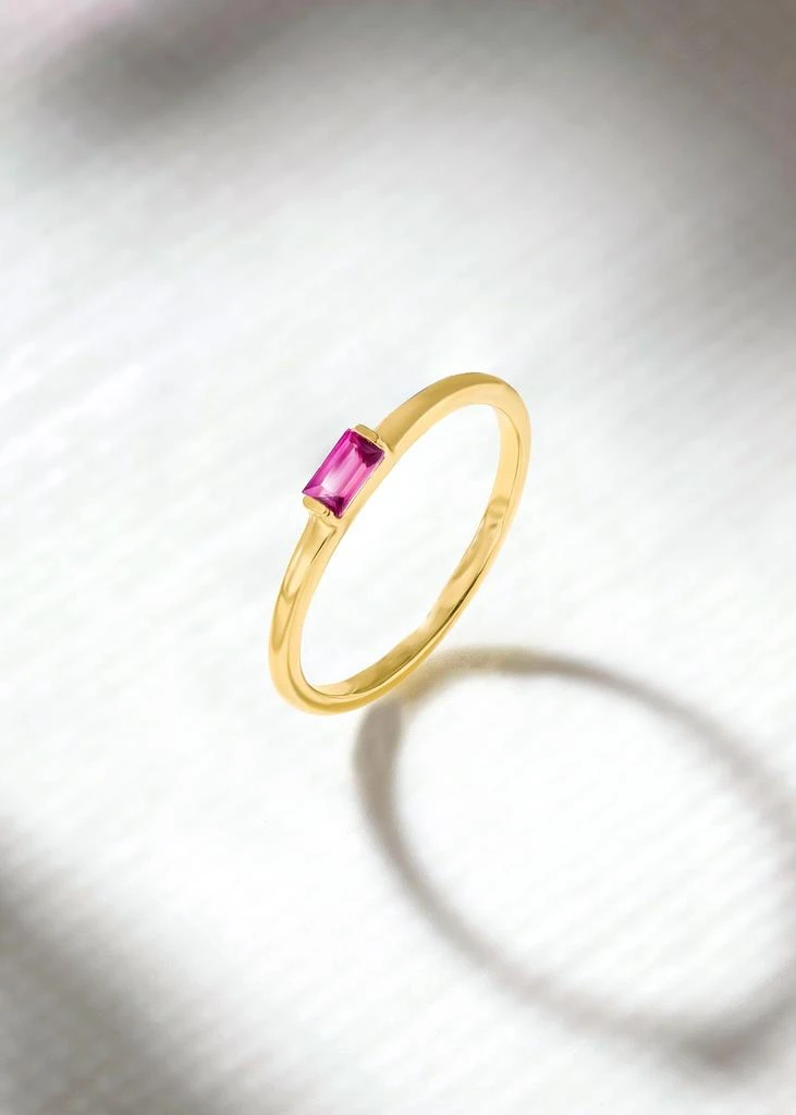 Tiramisu 14K Gold Plated Over 925 Sterling Silver Baguette Blush Rhodolite Garnet Ring 4