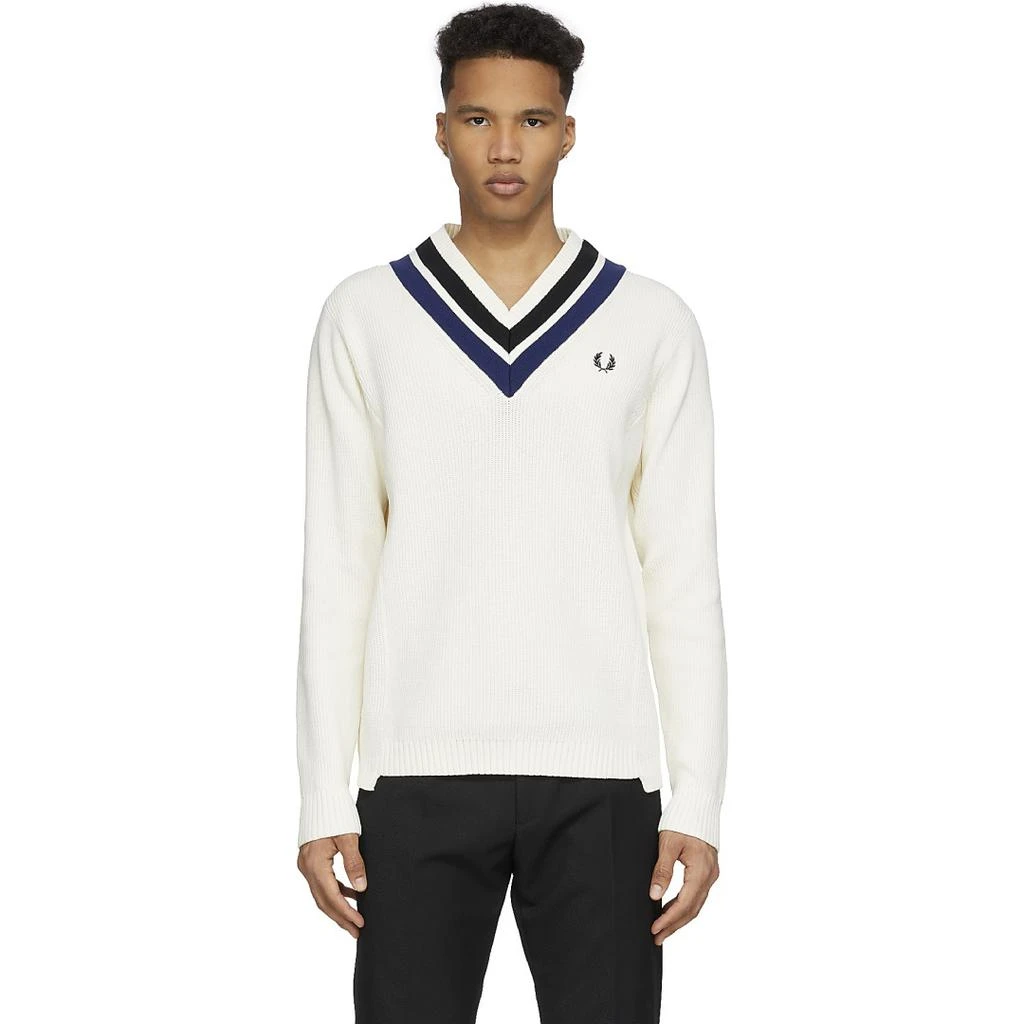 Fred Perry Striped V-Neck Knit Sweater 1