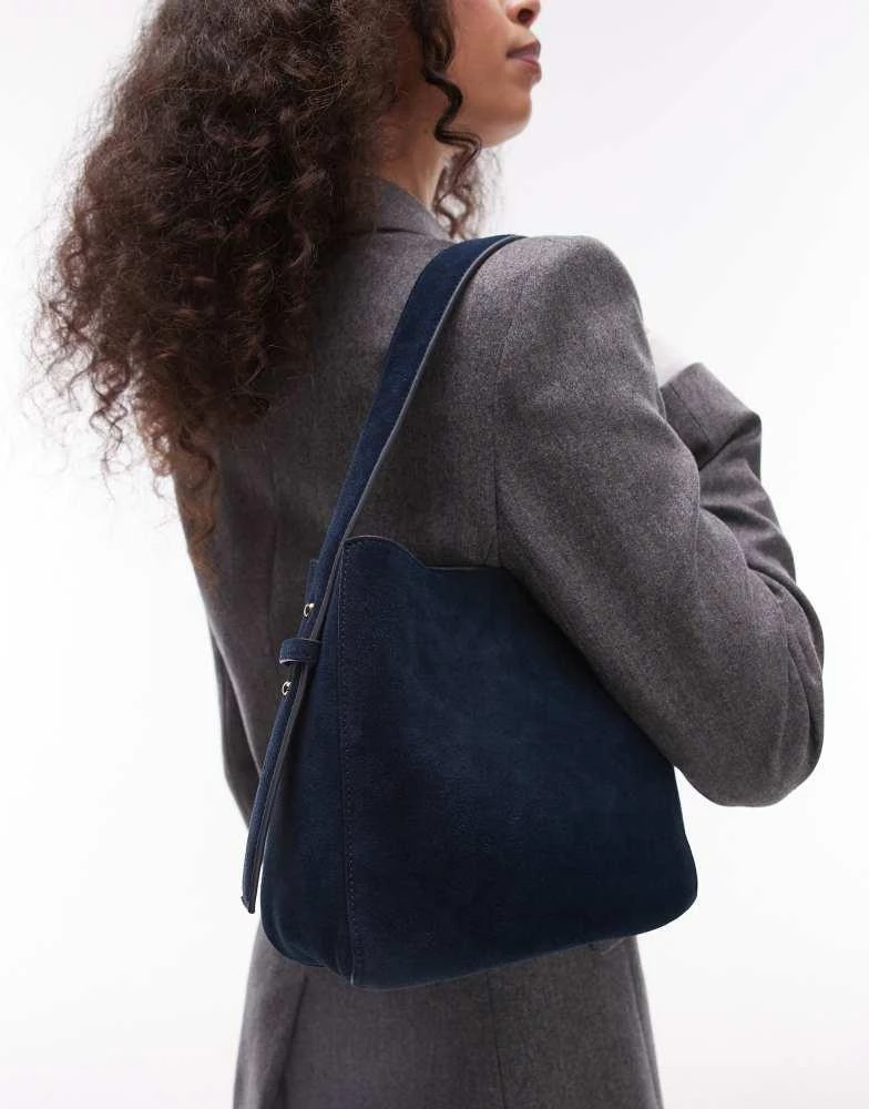 Mango Mango suede adjustable strap shoulder bag in navy 3