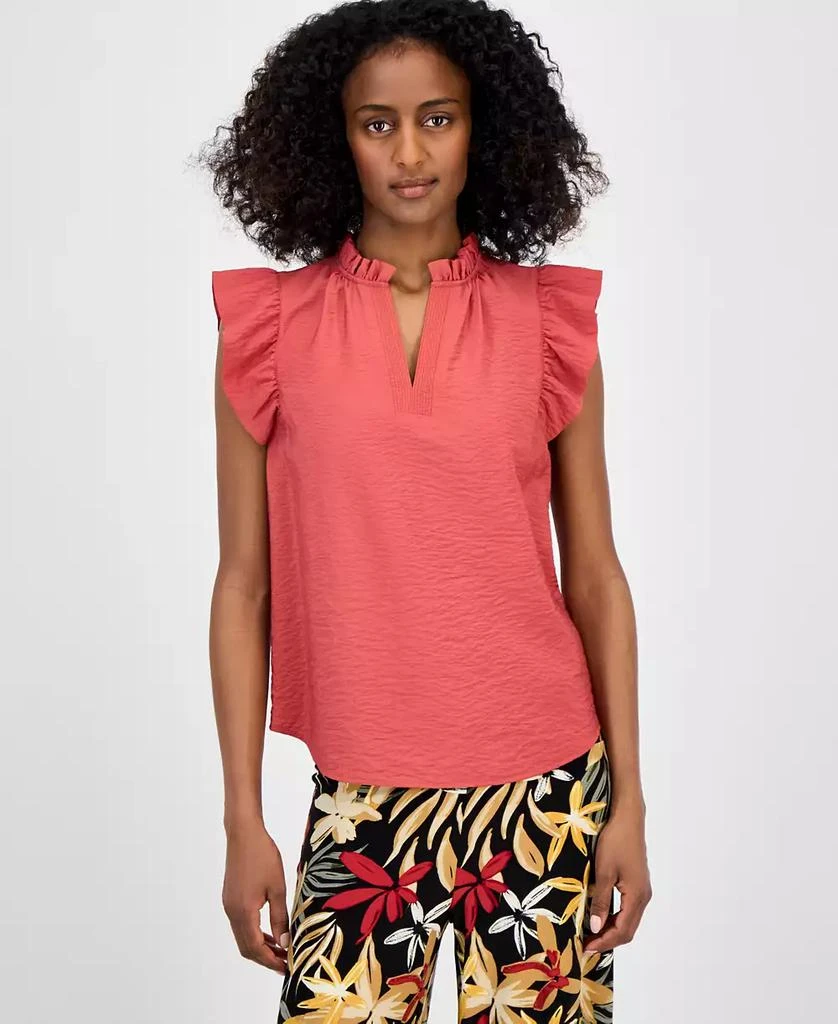 Anne Klein Petite V-Neck Flutter-Sleeve Blouse 1