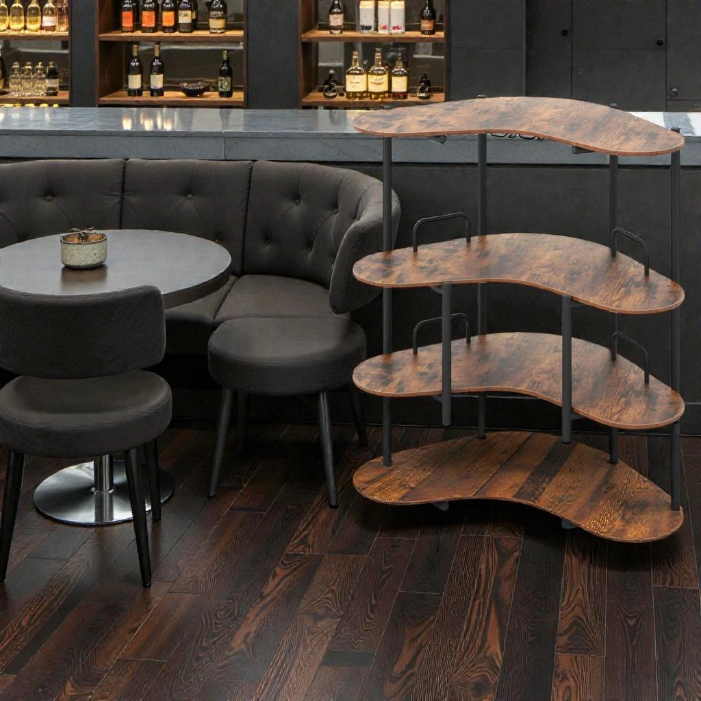 Shop Multi-Tier Bar Table with Built-In Glass Racks and Spacious ...