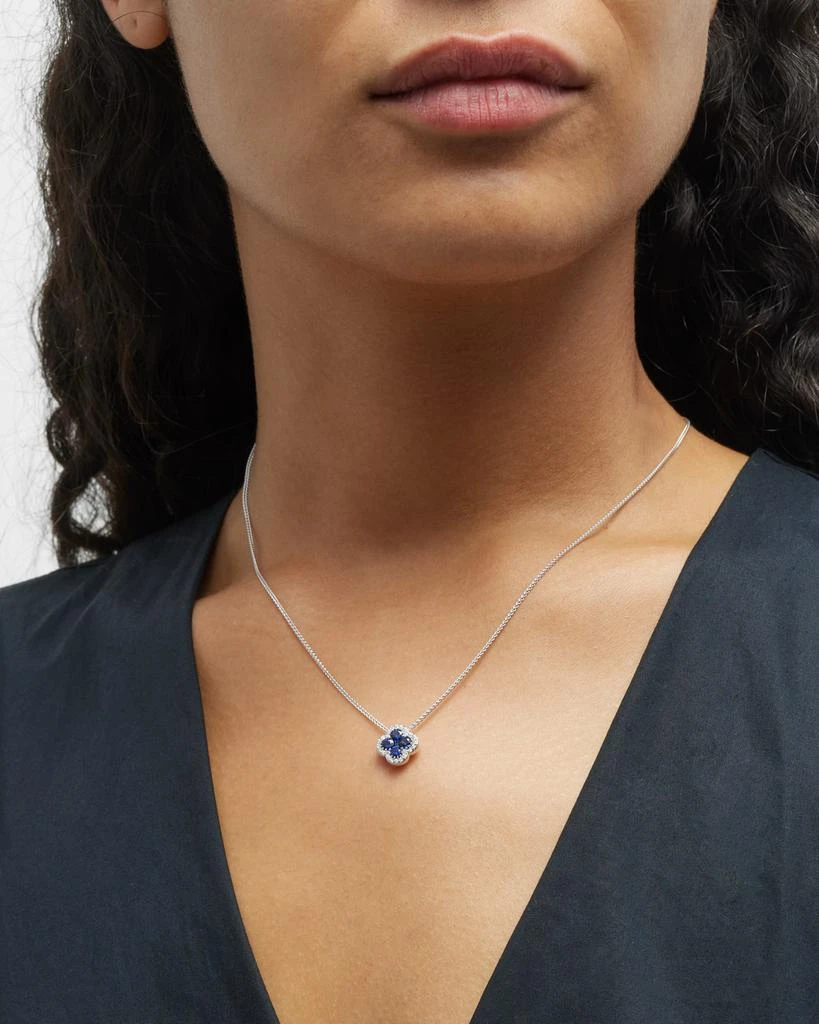 Neiman Marcus Diamonds 18k White Gold Diamond and Sapphire Pendant Necklace, 18"L, 0.80tcw 2
