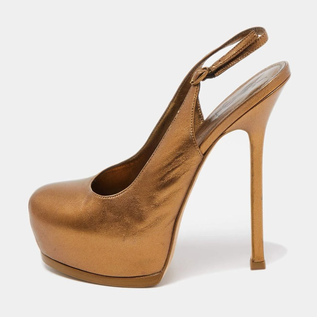 Yves Saint Laurent Saint Laurent Metallic Leather Tribtoo Slingback Pumps Size 38.5 1