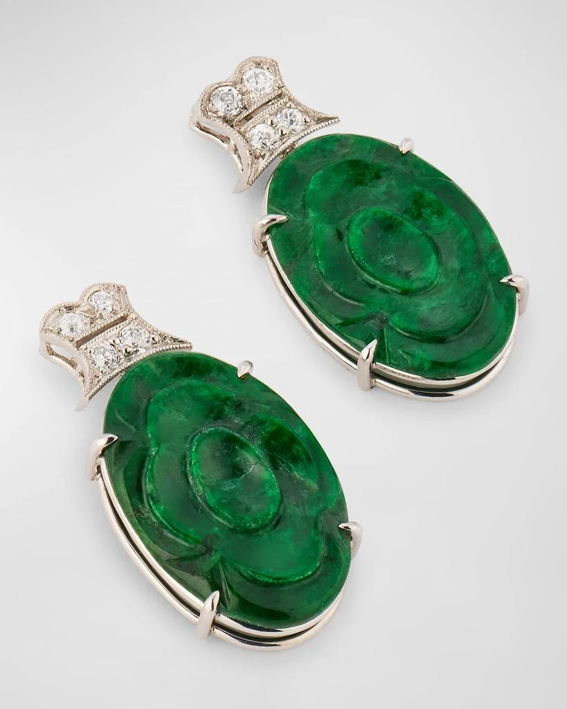NM Estate Estate Platinum Carved Jadeite Earrings 3