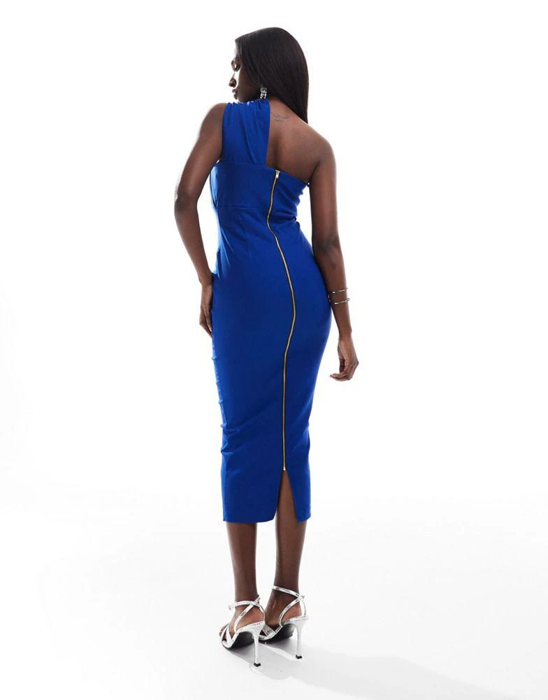 Vesper Vesper bengaline one shoulder detail midaxi dress in cobalt 2