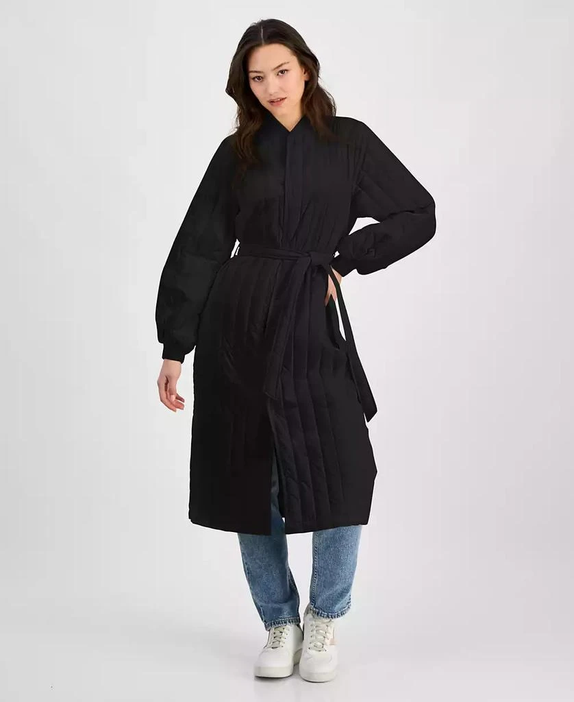 RAINS Women's Long Quilted Tie-Waist Jacket 1