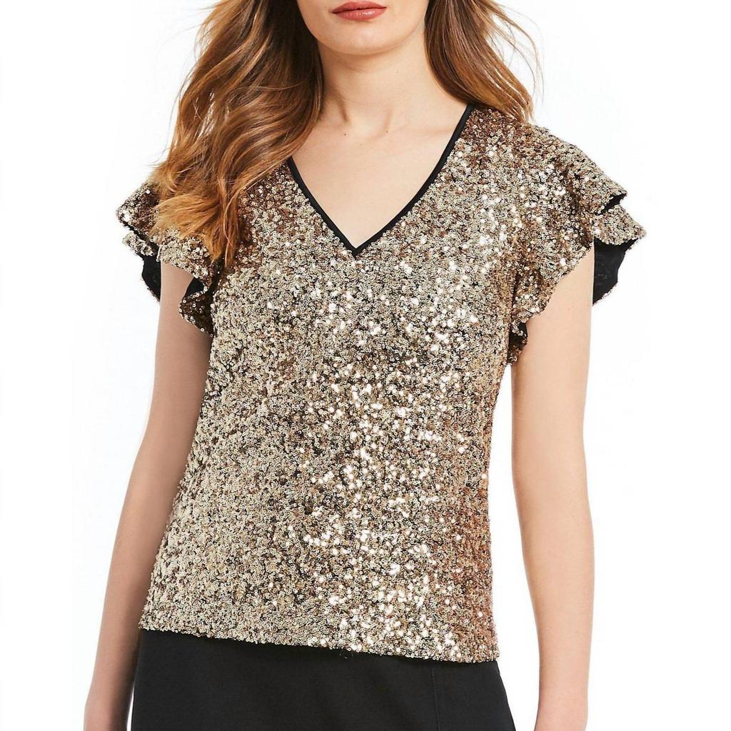 Draper James Draper James - Sequin Flutter Sleeve Top