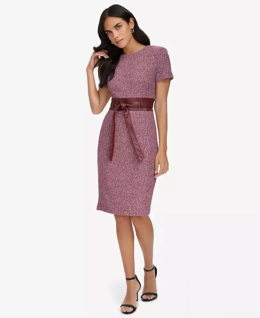 Calvin Klein Women's Zippered Elbow Sleeve Sheath Dress Blue Size 8Petite