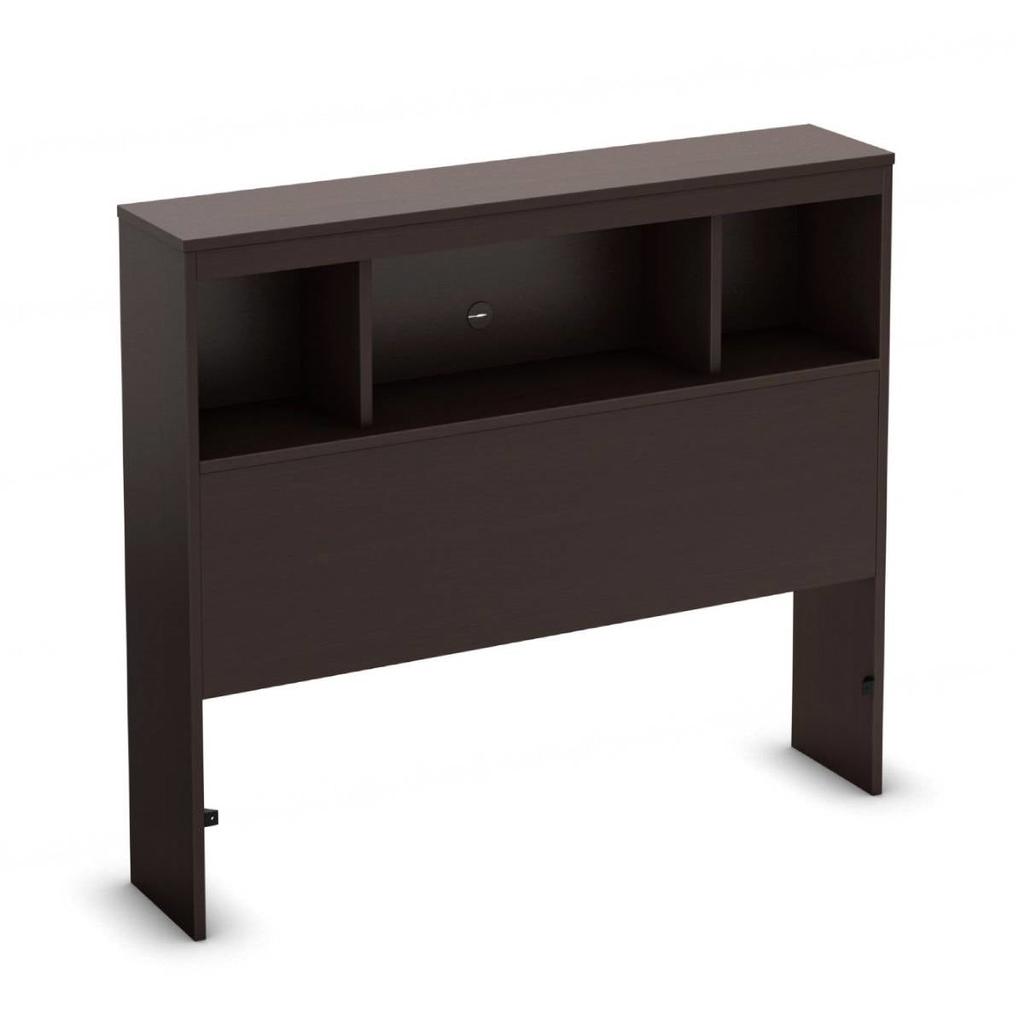 QuikFurn Twin size Contemporary Bookcase Headboard in Chocolate Finish