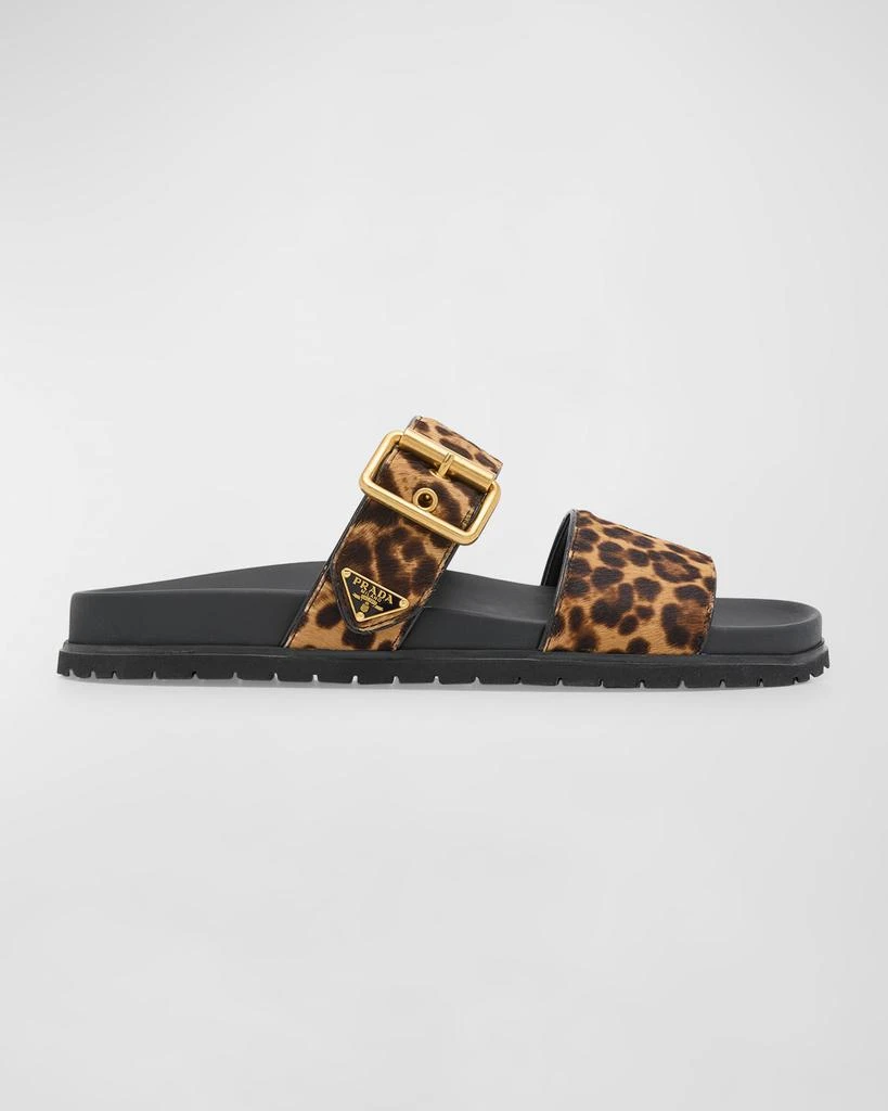 Prada Leopard Buckle Sporty Slide Sandals 1