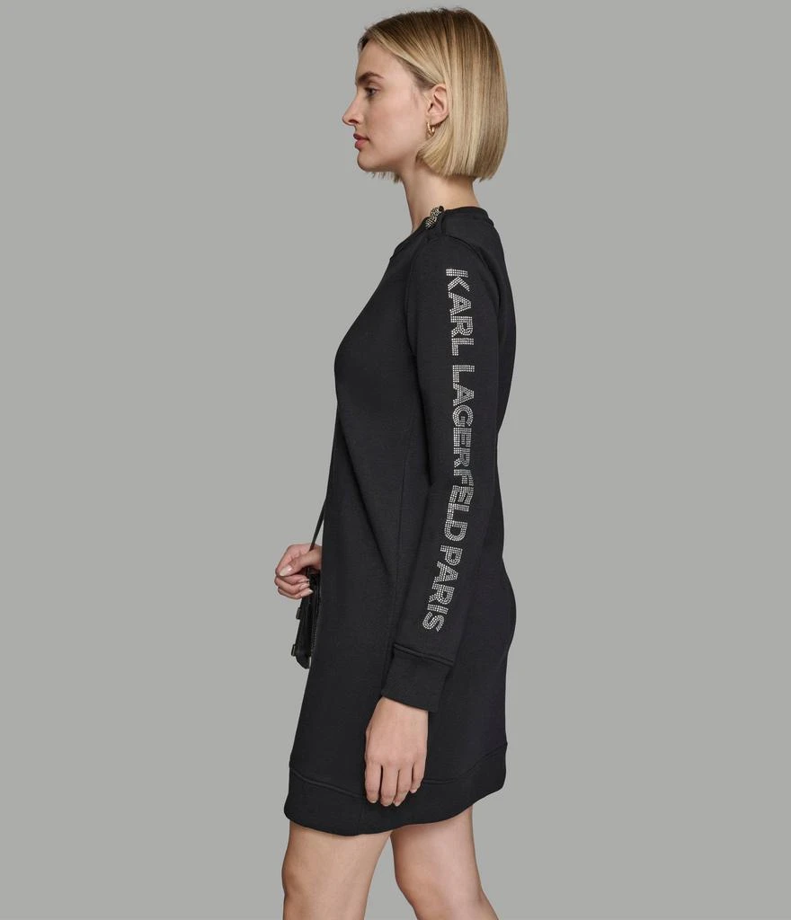 Karl Lagerfeld Paris RHINESTONE LOGO TRIM SWEATSHIRT DRESS 3