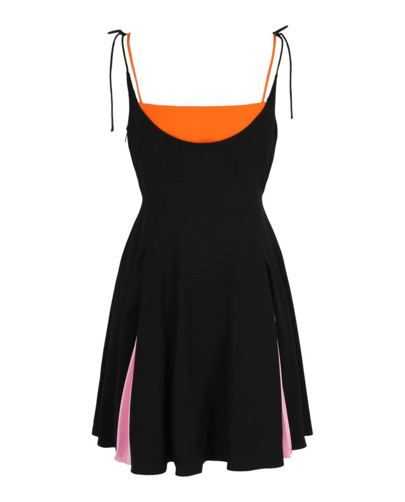 Versace Pleated Satin Colorblock Mini Dress