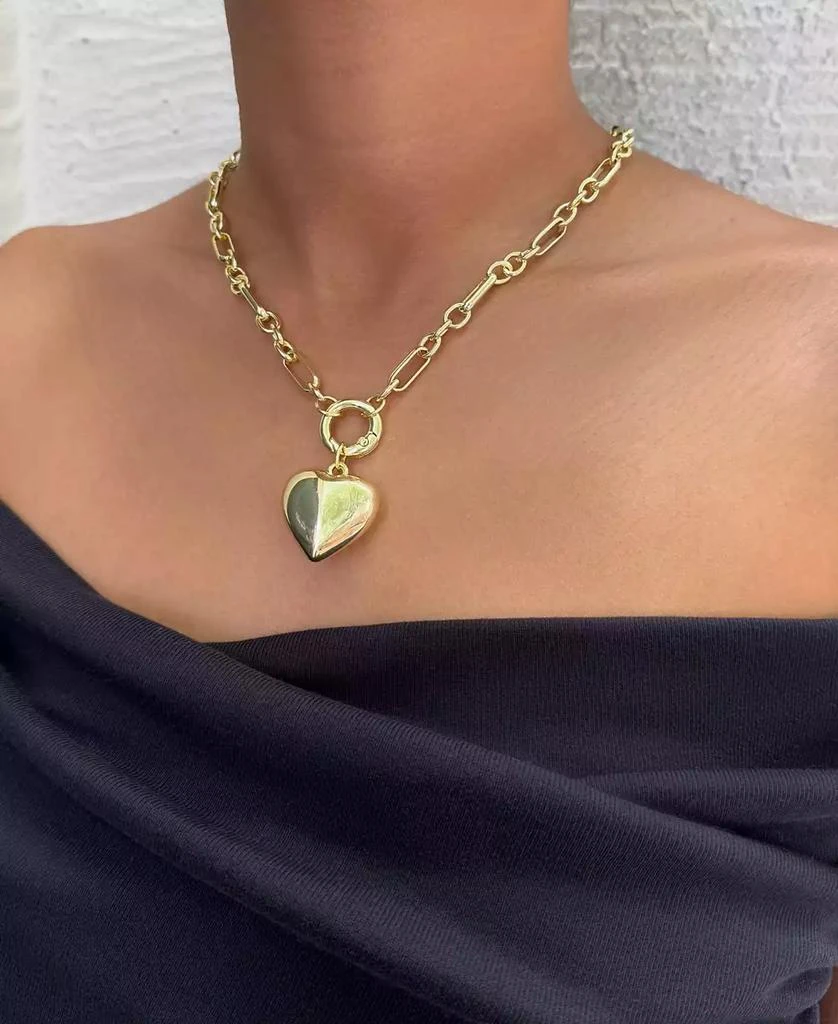ADORNIA Gold Puffy Heart Link Necklace 4