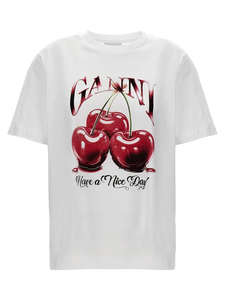 Ganni Ganni Cherry Printed Crewneck T-Shirt 1