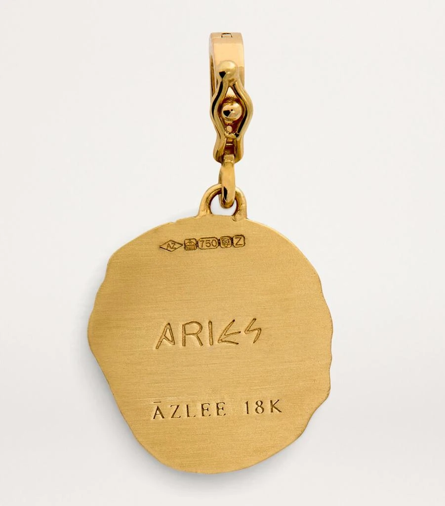 Azlee Small Yellow Gold and Diamond Aries Coin Charm 3