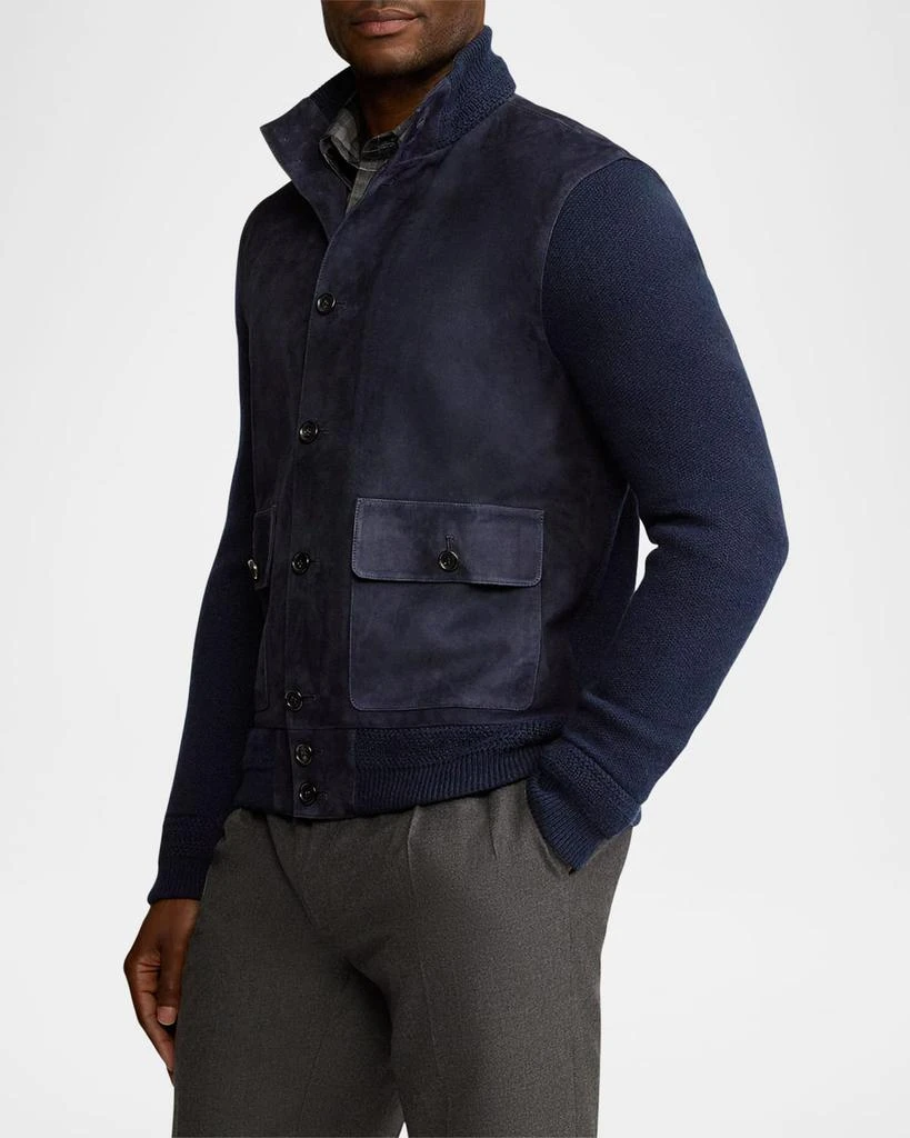 Ralph Lauren Men's Suede-Front Cashmere Cardigan 5