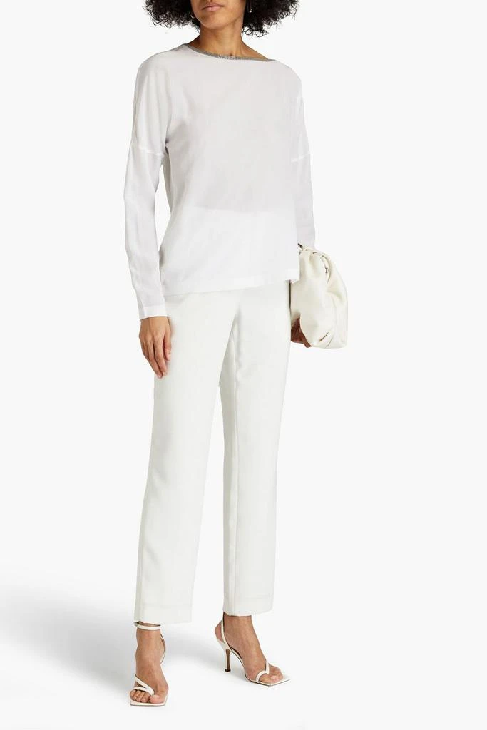 Brunello Cucinelli Embellished silk crepe de chine top 2