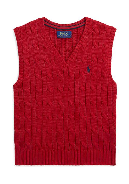 Ralph Lauren Lauren Childrenswear Bpys 2 7 Cable Knit Cotton Sweater Vest