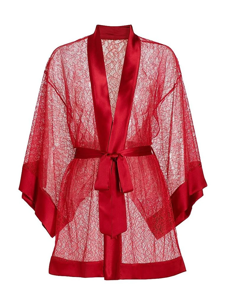 Kiki De Montparnasse Petite Fleur Silk Lace Kimono-Style Robe