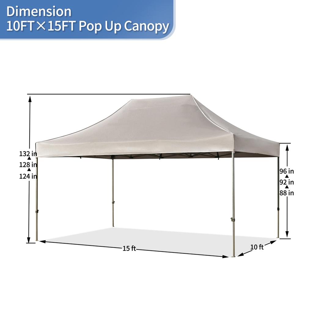 Streamdale Furniture Streamdale 10x15 Pop Up Canopy Tent, UV Waterproof, Adjustable Height, Khaki