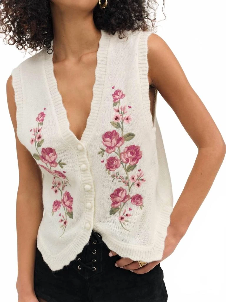 For Love 
Lemons Women
s Molly Embroidered Sweater Vest In Cream