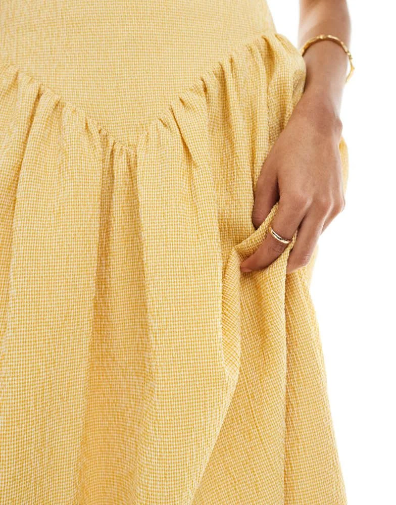 Daisy Street Daisy Street drop waist maxi skirt in yellow gingham co-ord 2