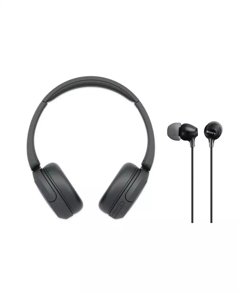 SONY WH-CH520 Bluetooth On-Ear Headphones (Black) with EX15 Earbuds 3