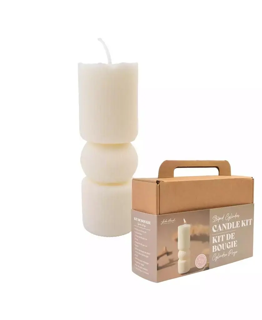 John Bead Decorative Candle Making Kit, White Striped Cylinder Shape DIY Art Kit for Home Decor Accessories