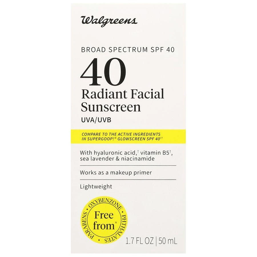 Walgreens Radiant Facial Sunscreen SPF 40